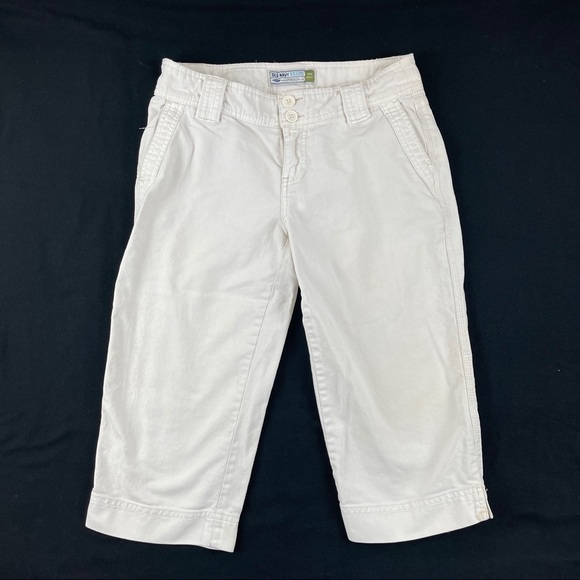Old Navy Crop Pants Womens Size 4 White Low Waist Flat Front - Picture 1 of 9